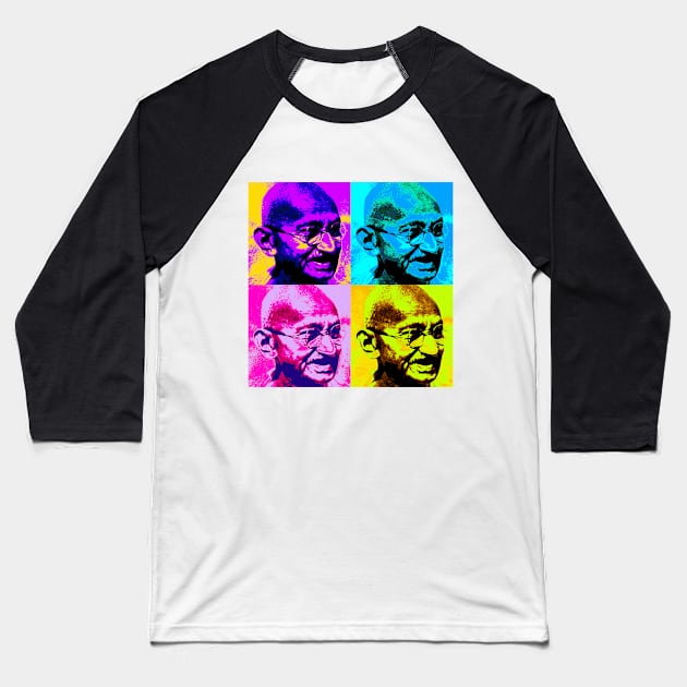 Mahatma Gandhi Pop Art Design Baseball T-Shirt by Naves